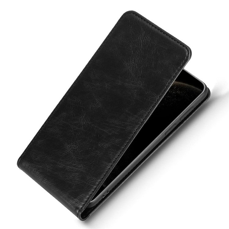 For Huawei Mate 70 Pro / Mate 70 Pro+ Case with Card Slot Magnetic Vertical Flip Leather Phone Cover - Black