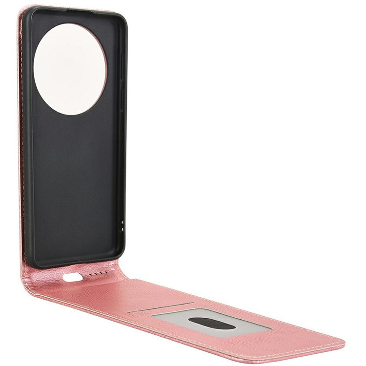 For Huawei Mate 70 Pro / Mate 70 Pro+ Case with Card Slot Magnetic Vertical Flip Leather Phone Cover - Rose Gold