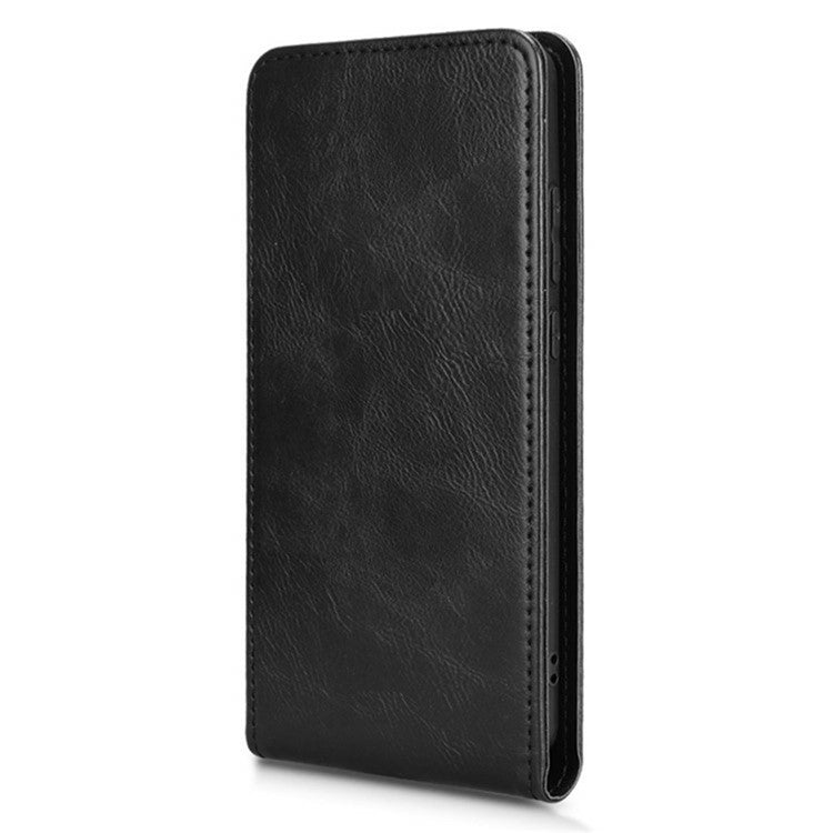 For Huawei Mate 70 Case with Card Slot Magnetic Vertical Flip Leather Phone Cover - Black