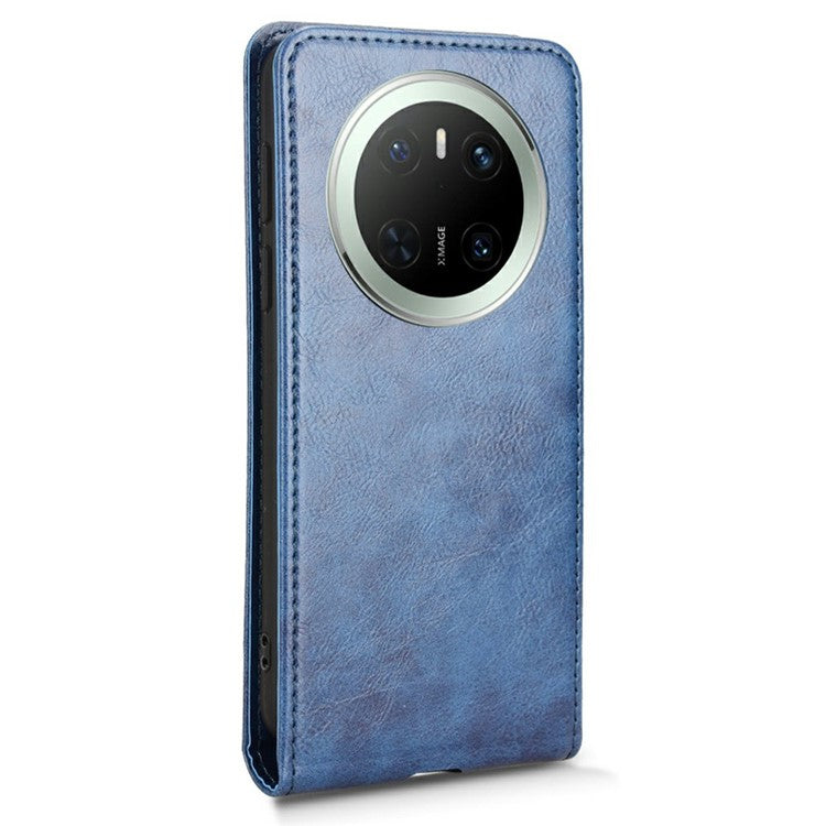 For Huawei Mate 70 Case with Card Slot Magnetic Vertical Flip Leather Phone Cover - Dark Blue