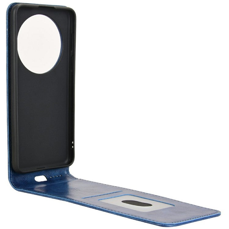 For Huawei Mate 70 Case with Card Slot Magnetic Vertical Flip Leather Phone Cover - Dark Blue