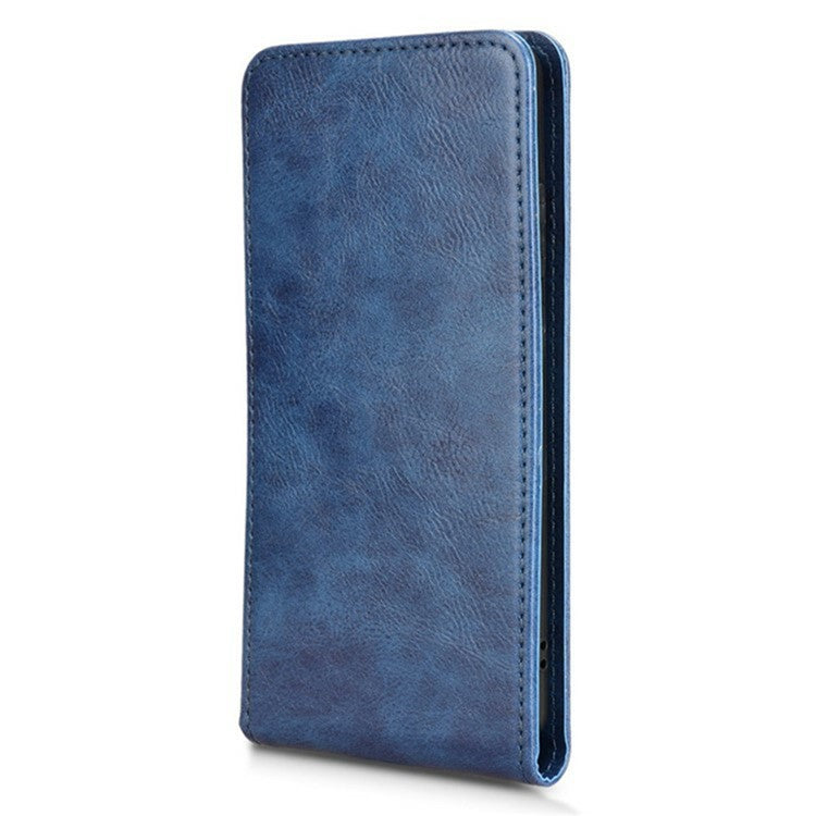 For iPhone 16 Plus Case with Card Slot Magnetic Vertical Flip Leather Phone Cover - Dark Blue