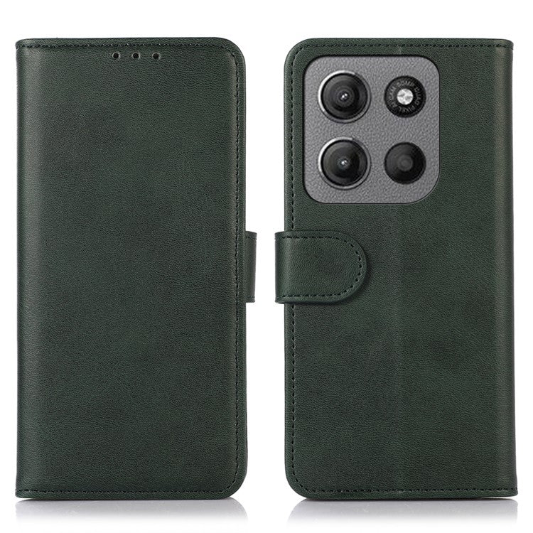 For Motorola Moto G15 4G / G05 4G Case Cowhide Texture Leather Wallet Phone Cover with Stand - Green