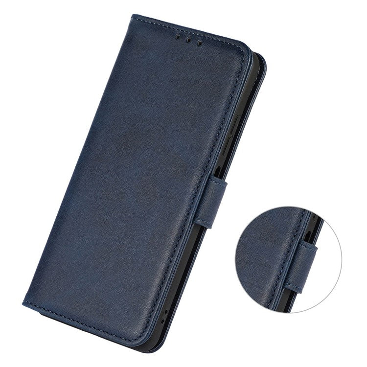 For Motorola Moto G15 4G / G05 4G Case Cowhide Texture Leather Wallet Phone Cover with Stand - Blue