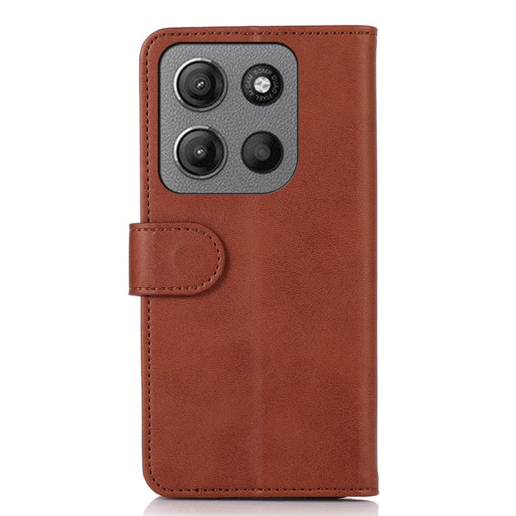 For Motorola Moto G15 4G / G05 4G Case Cowhide Texture Leather Wallet Phone Cover with Stand - Brown