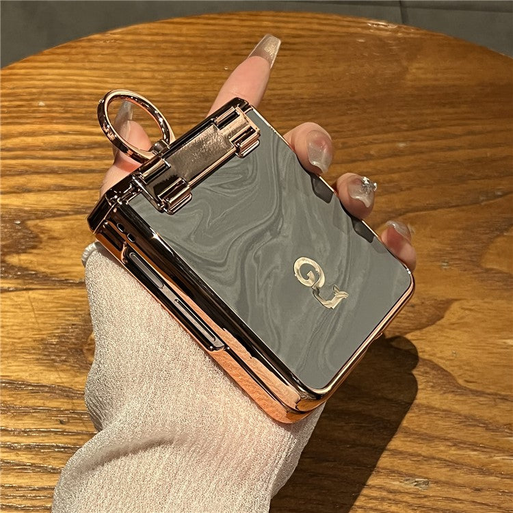 For Huawei nova Flip 5G Case Ring Holder Rhinestone Decor PU Leather PC Folding Phone Cover - Grey