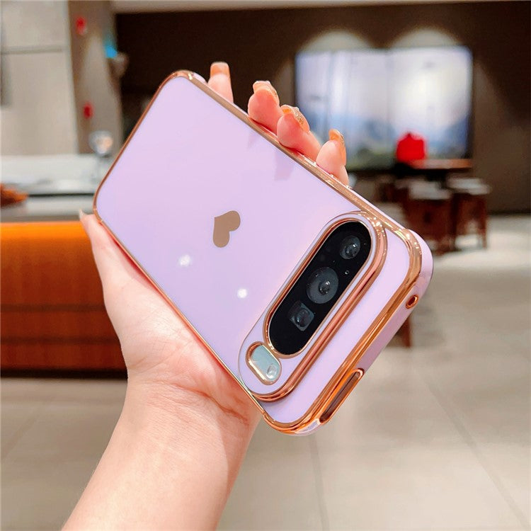 For Google Pixel 9 Pro XL Case TPU Phone Back Cover Electroplating Heart Pattern - Purple