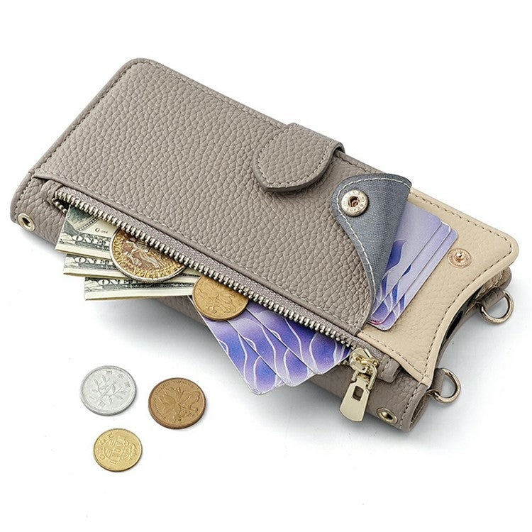 For OnePlus 13 Leather Case Wallet Stand Cover Irregular Tail Style with Chain Strap - Grey