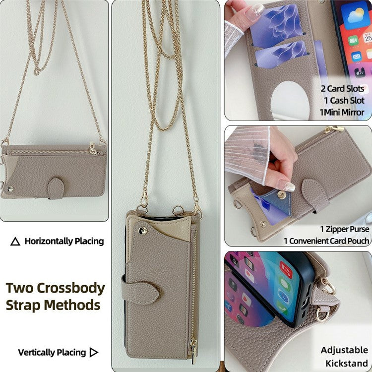 For OnePlus 13 Leather Case Wallet Stand Cover Irregular Tail Style with Chain Strap - Grey