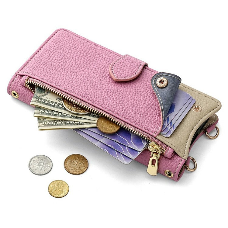 For OnePlus 13 Leather Case Wallet Stand Cover Irregular Tail Style with Chain Strap - Pink