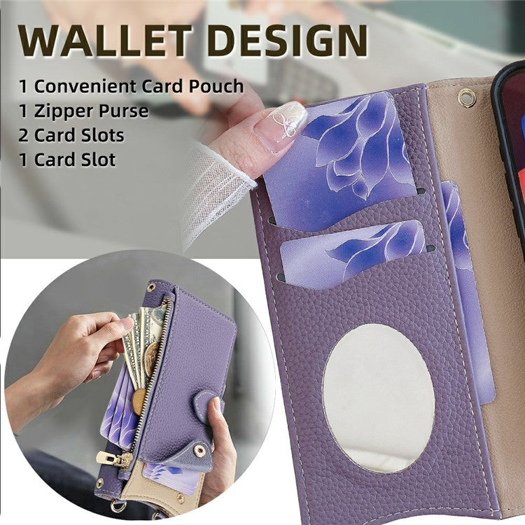 For OnePlus 13 Leather Case Wallet Stand Cover Irregular Tail Style with Chain Strap - Purple