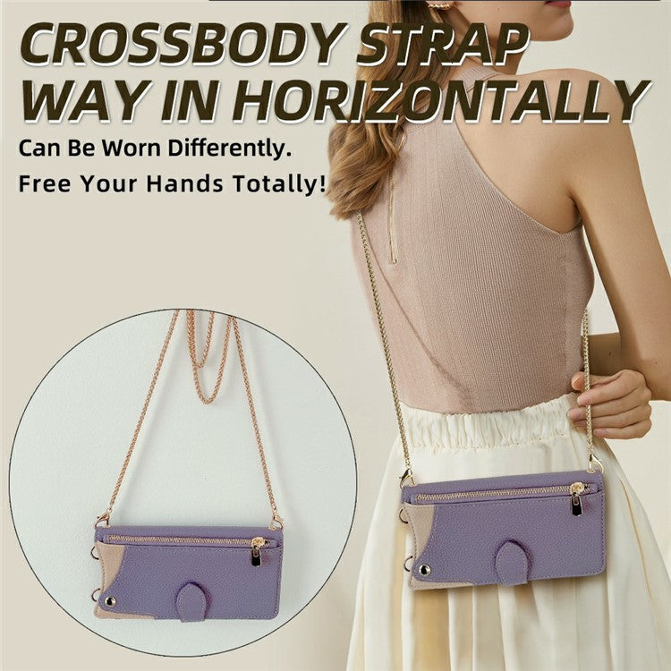 For OnePlus 13 Leather Case Wallet Stand Cover Irregular Tail Style with Chain Strap - Purple