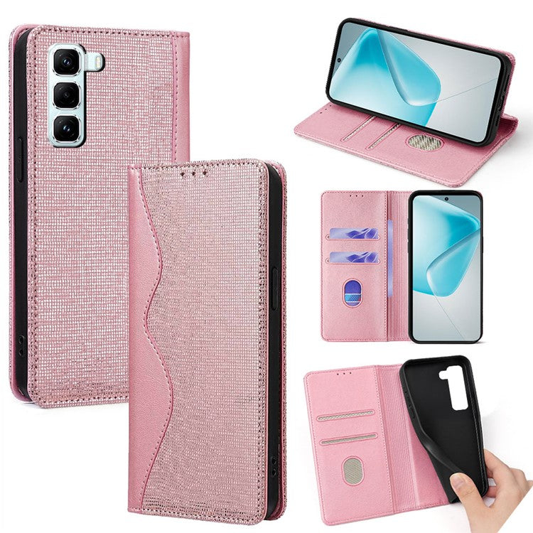 For Infinix Hot 50 Pro 4G Leather Case Wallet Stand Phone Cover with RFID Blocking - Rose Gold