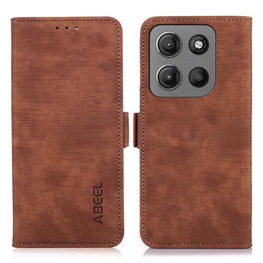 ABEEL For Motorola Moto G15 4G / G05 4G Wallet Phone Case Retro Leather Flip Cover with Stand - Brown