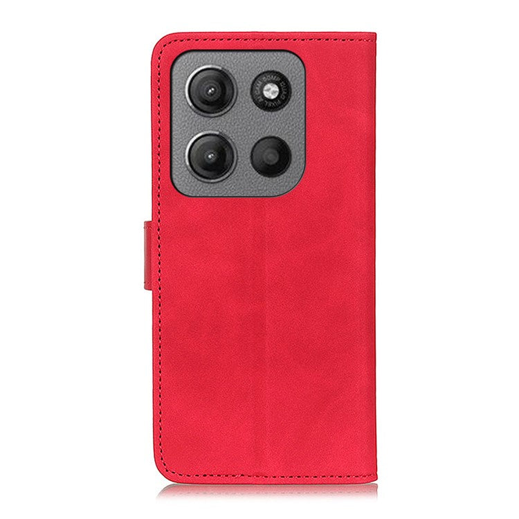 KHAZNEH For Motorola Moto G15 4G / G05 4G Case PU Leather Retro Texture Phone Cover - Red