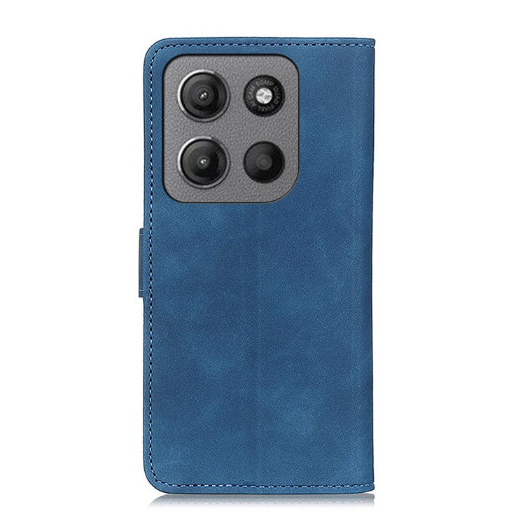 KHAZNEH For Motorola Moto G15 4G / G05 4G Case PU Leather Retro Texture Phone Cover - Blue