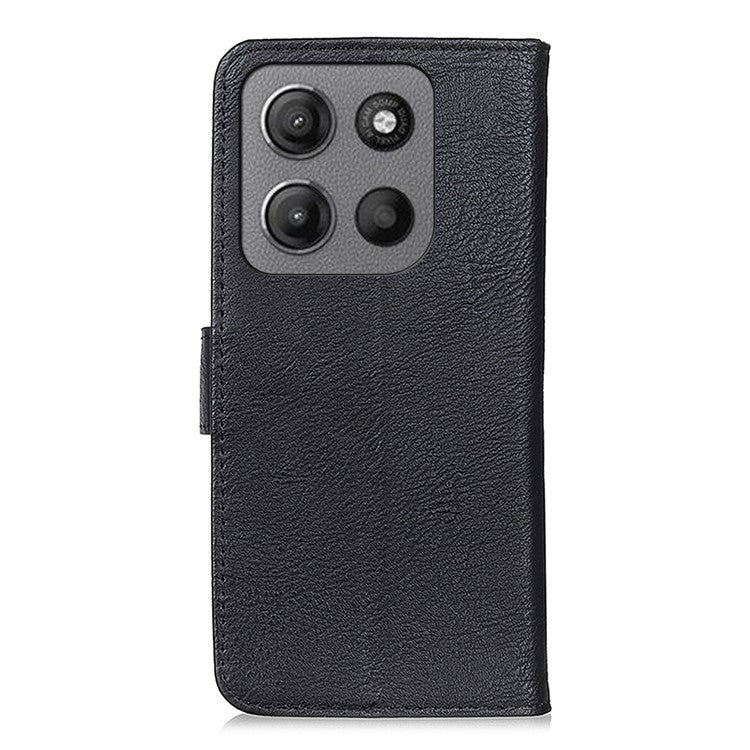 KHAZNEH For Motorola Moto G15 4G / G05 4G Wallet Case Cowhide Texture Leather Flip Phone Cover - Black