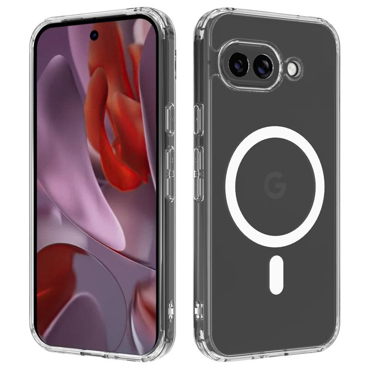 For Google Pixel 9a Clear Case TPU+Acrylic Magnetic Phone Cover Compatible with MagSafe