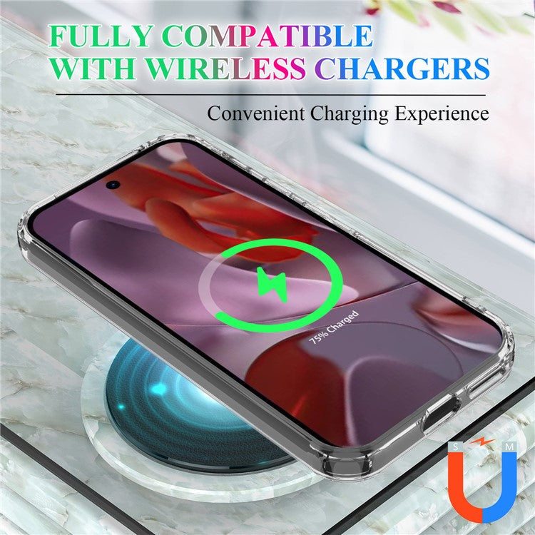 For Google Pixel 9a Clear Case TPU+Acrylic Magnetic Phone Cover Compatible with MagSafe