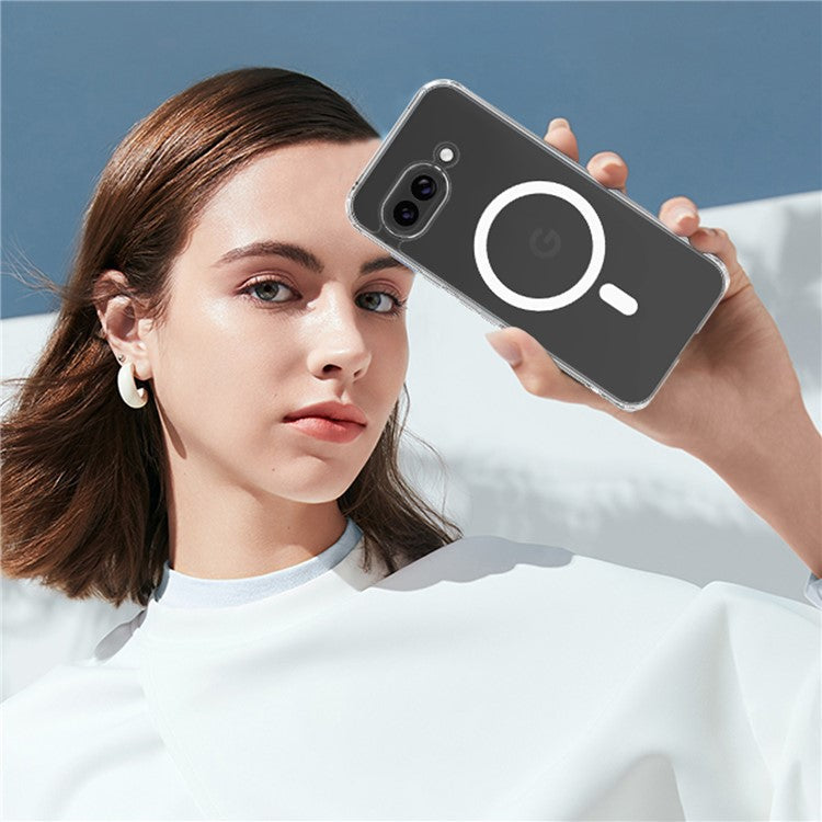For Google Pixel 9a Clear Case TPU+Acrylic Magnetic Phone Cover Compatible with MagSafe