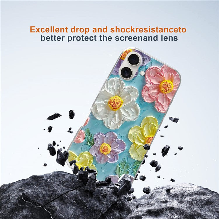 For iPhone 16 Plus Phone Case IMD Pattern Print PC TPU Mobile Cover - Colorful Flower