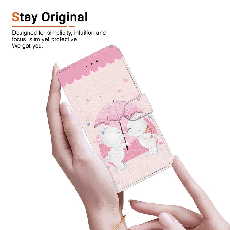 Leather Case For Motorola Edge 50 Neo 5G  /  Moto S50 5G  /  ThinkPhone 25 5G Pattern Printing Flip Wallet Phone Cover with Lanyard - Cartoon Couple Bear