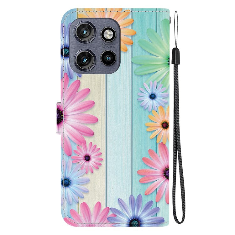 Leather Case For Motorola Edge 50 Neo 5G  /  Moto S50 5G  /  ThinkPhone 25 5G Pattern Printing Flip Wallet Phone Cover with Lanyard - Sunflower