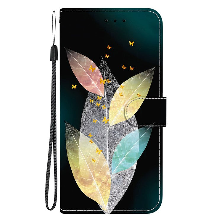 Leather Case For Motorola Edge 50 Neo 5G  /  Moto S50 5G  /  ThinkPhone 25 5G Pattern Printing Flip Wallet Phone Cover with Lanyard - Colored Leaves