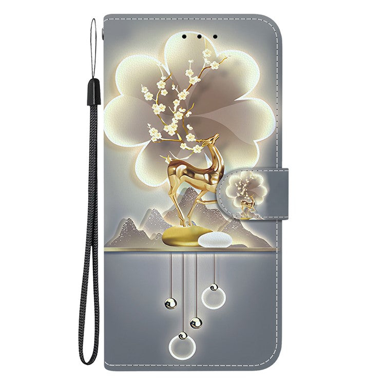 For Motorola Moto G75 5G Case Pattern Printing Anti-Drop Leather Flip Wallet Phone Cover with Lanyard - Sika Deer
