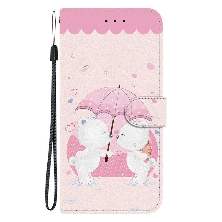 For Motorola Moto G75 5G Case Pattern Printing Anti-Drop Leather Flip Wallet Phone Cover with Lanyard - Cartoon Couple Bear