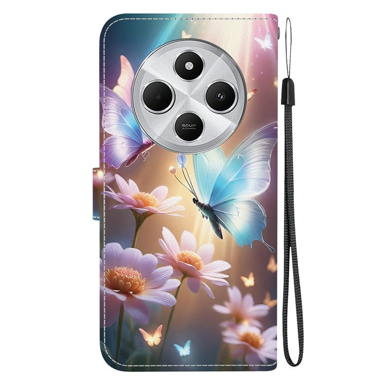 Phone Case For Xiaomi Redmi 14C 4G  /  Redmi 14R 5G  /  Poco C75 4G Pattern Printing Leather Flip Wallet Cover with Lanyard - Butterfly Floral