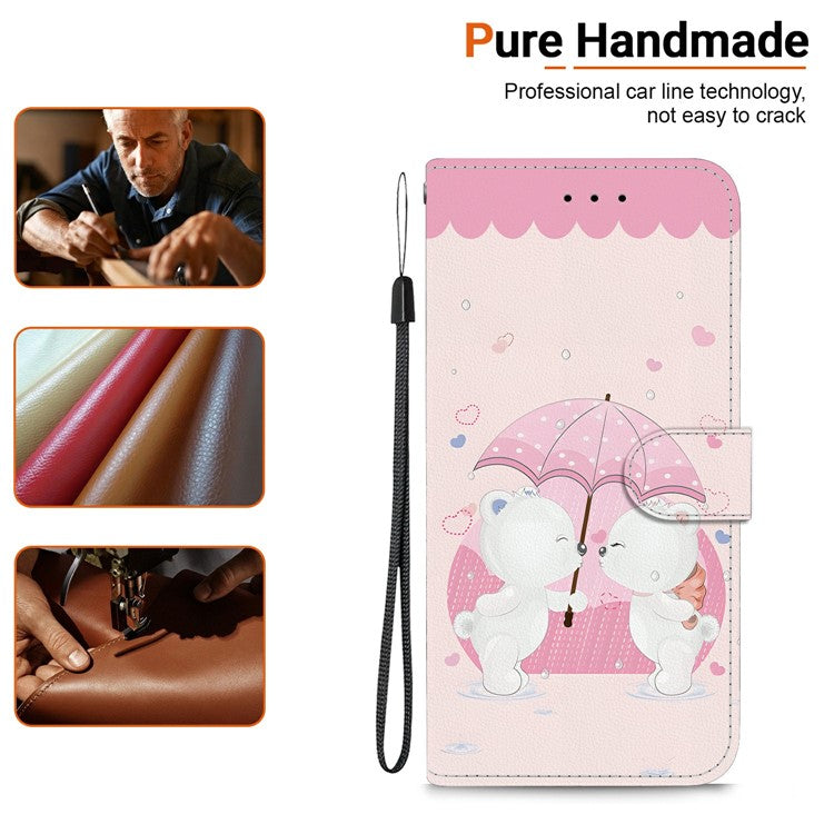 Phone Case For Xiaomi Redmi 14C 4G  /  Redmi 14R 5G  /  Poco C75 4G Pattern Printing Leather Flip Wallet Cover with Lanyard - Cartoon Couple Bear