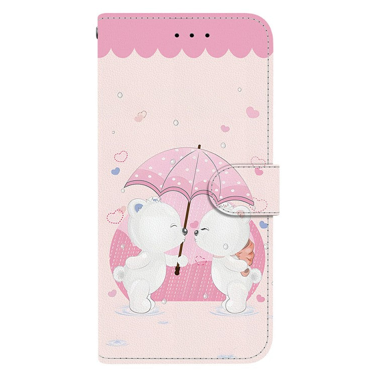 For Google Pixel 9 Pro XL Case Pattern Printing Anti-Drop Leather Flip Wallet Phone Cover with Lanyard - Cartoon Couple Bear