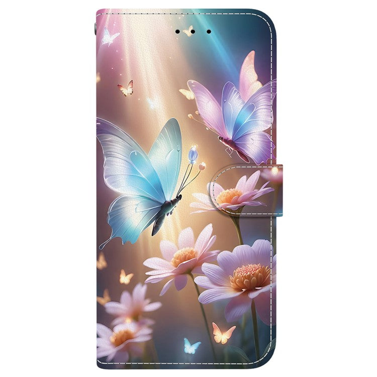 For Samsung Galaxy S25 Case Pattern Printing Anti-Drop Leather Flip Wallet Phone Cover with Lanyard - Butterfly Floral