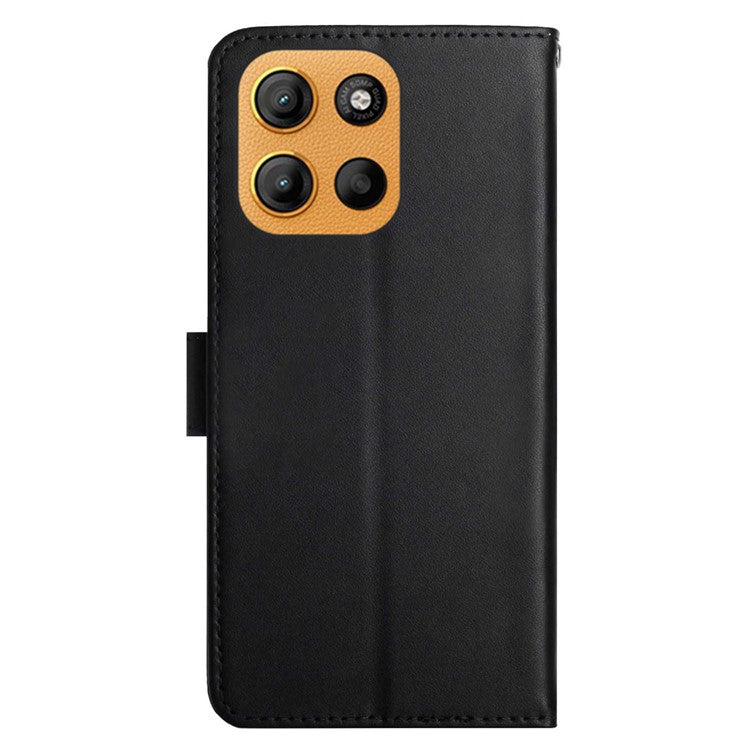 For Motorola Moto G15 4G Case Genuine Cow Leather Phone Cover Nappa Texture - Black