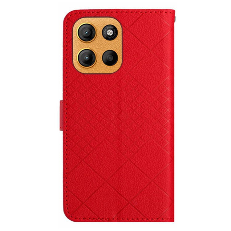 For Motorola Moto G15 4G Wallet Phone Case Imprint PU Leather Flip Folio Cover - Red
