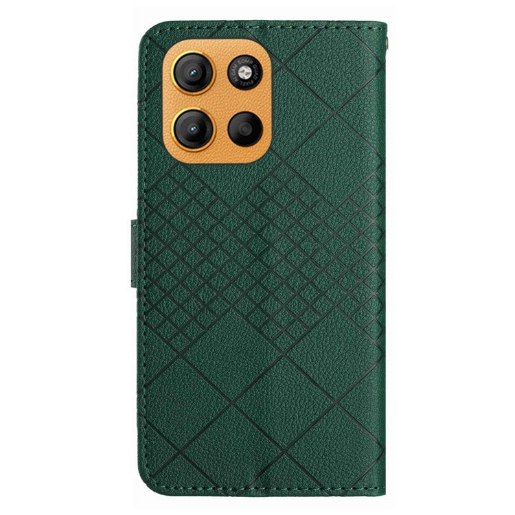 For Motorola Moto G15 4G Wallet Phone Case Imprint PU Leather Flip Folio Cover - Green