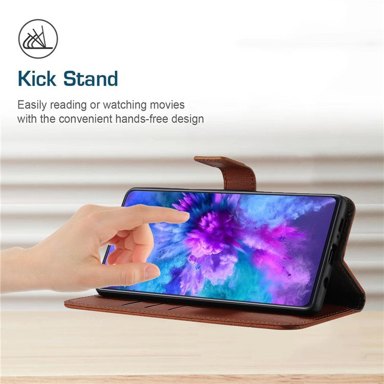 For Motorola Moto G15 4G Wallet Phone Case Imprint PU Leather Flip Folio Cover - Brown