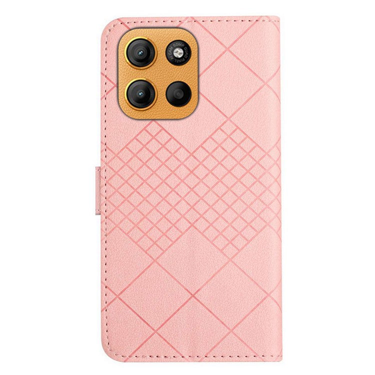 For Motorola Moto G15 4G Wallet Phone Case Imprint PU Leather Flip Folio Cover - Pink