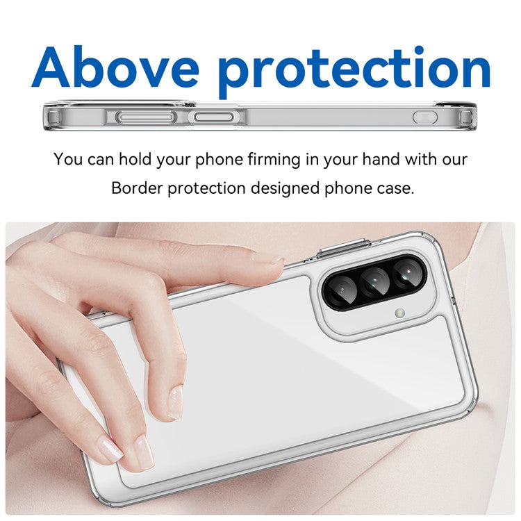 WANLONFENG MF Series for Samsung Galaxy A26 5G Case TPU Acrylic Clear Phone Cover with Tempered Glass Film