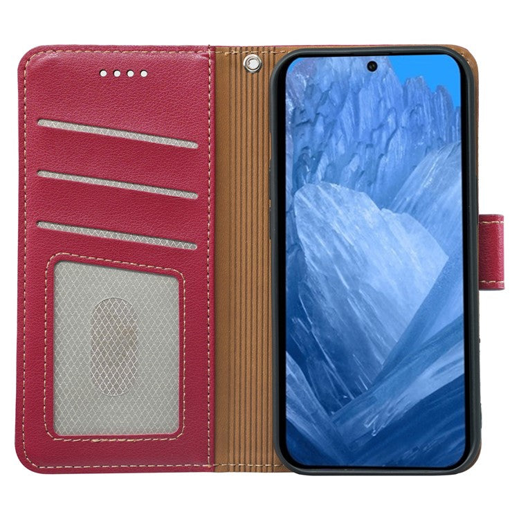 For Google Pixel 8a Leather Case Litchi Texture Wallet RFID Blocking Phone Cover - Red