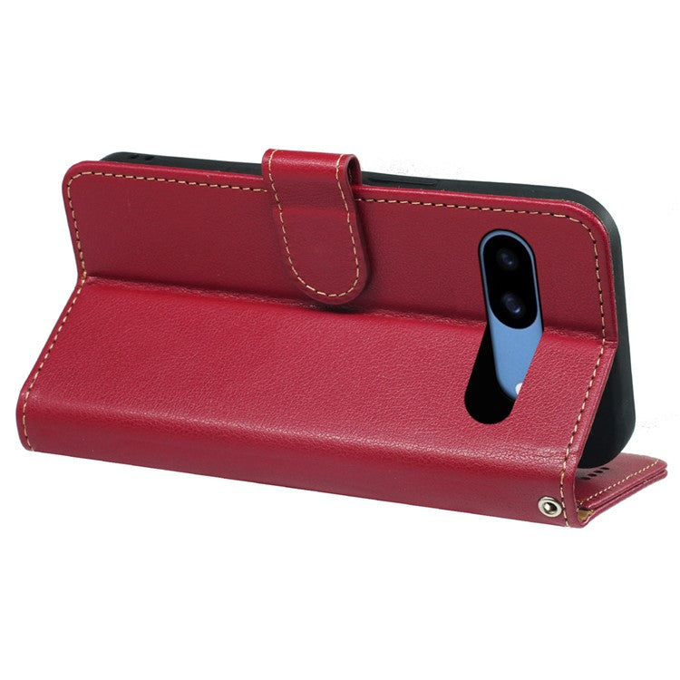 For Google Pixel 8a Leather Case Litchi Texture Wallet RFID Blocking Phone Cover - Red