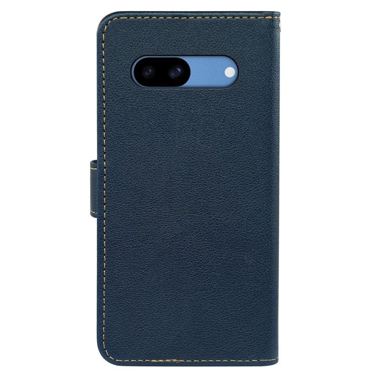 For Google Pixel 8a Leather Case Litchi Texture Wallet RFID Blocking Phone Cover - Blue