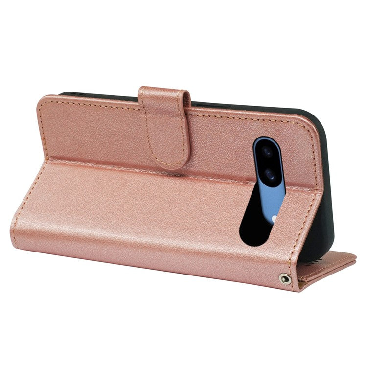 For Google Pixel 8a Leather Case Litchi Texture Wallet RFID Blocking Phone Cover - Rose Gold