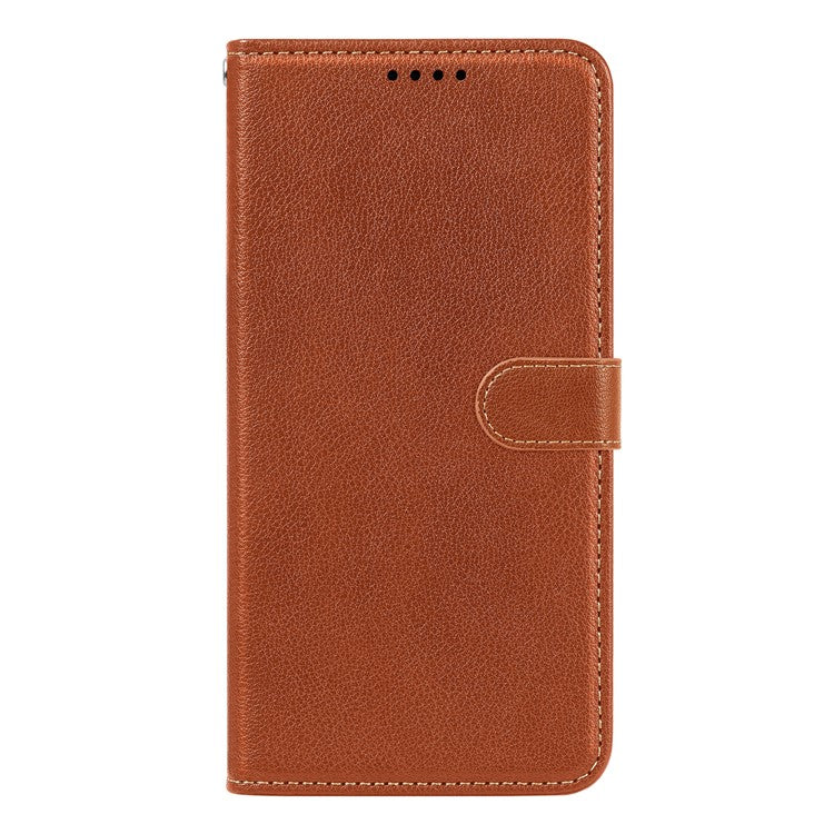 For iPhone 16 Leather Case Litchi Texture Wallet RFID Blocking Phone Cover - Brown