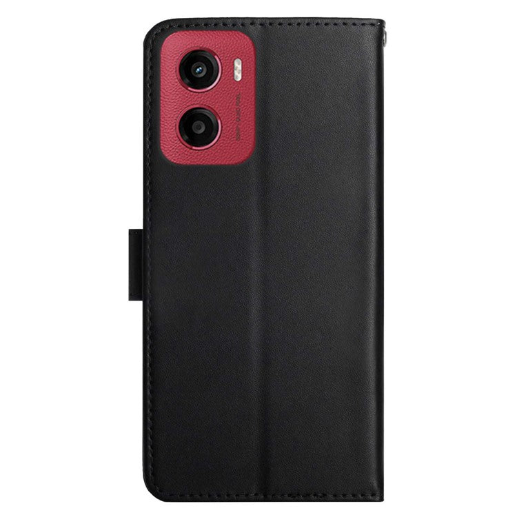 For Motorola Moto G05 4G Case Genuine Cow Leather Phone Cover Nappa Texture - Black
