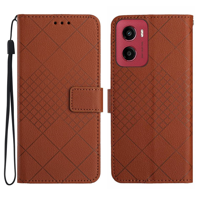For Motorola Moto G05 4G Wallet Phone Case Imprint PU Leather Flip Folio Cover - Brown