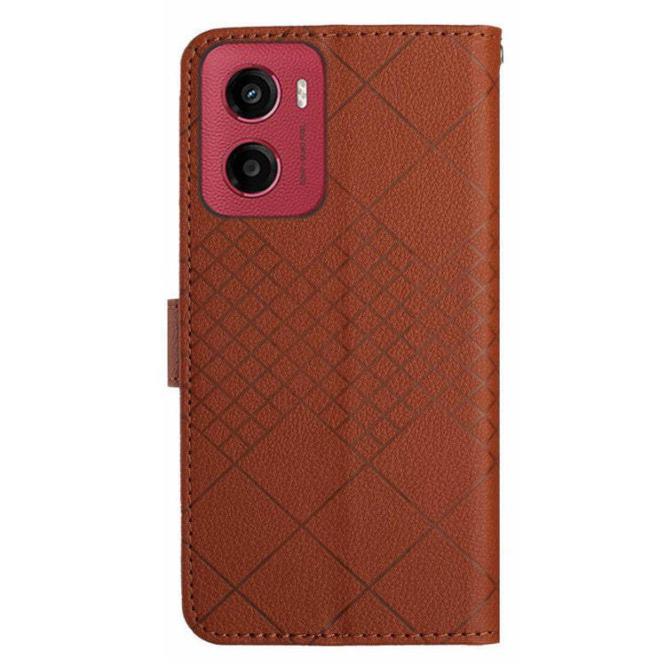 For Motorola Moto G05 4G Wallet Phone Case Imprint PU Leather Flip Folio Cover - Brown