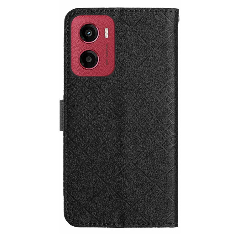 For Motorola Moto G05 4G Wallet Phone Case Imprint PU Leather Flip Folio Cover - Black