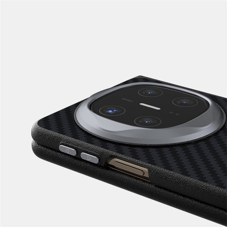 ABEEL For Huawei Mate X6 Case Compatible with MagSafe Carbon Fiber Texture Back Cover - Black / Silver
